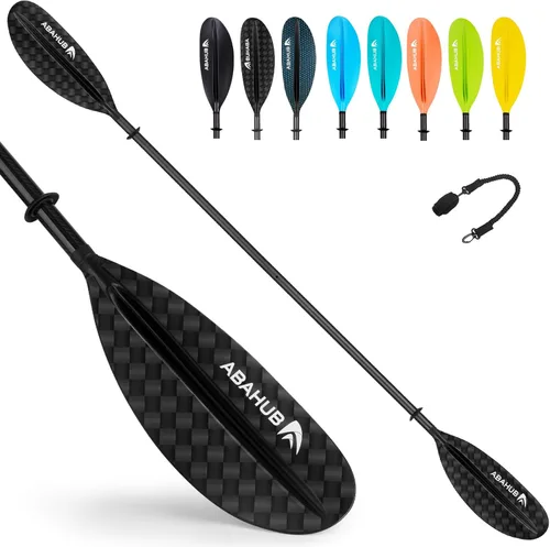 Abahub 1 pala de kayak de carbono, remos de kayak de 90.5 pulgadas para canotaje, canoa con correa de remo gratis, eje de fibra de carbono,