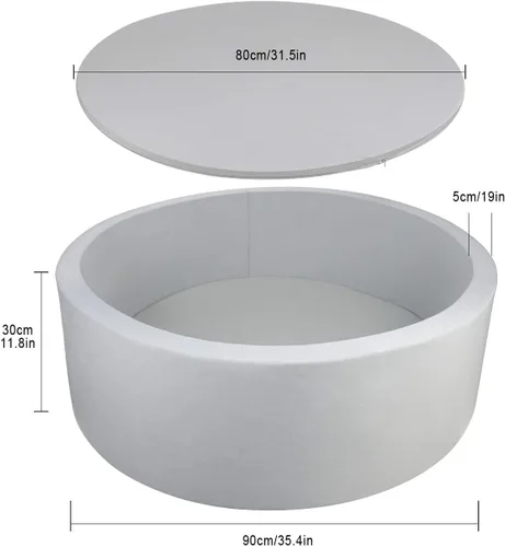 Miniatura 8 de TRENDBOX Piscina de pelotas de espuma para niños pequeños, 35x11 pulgadas, piscina de bolas suave para bebés con cubierta de terciopelo lavable