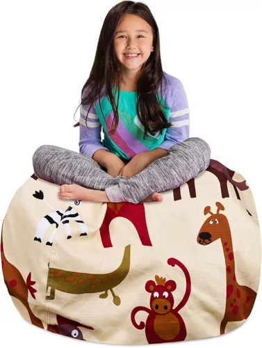 Miniatura 52 de Posh Stuffable - Sillón puff con almacenamiento para niños, contenedor de animales de peluche, organizador de juguetes de niños Lona rayas verde