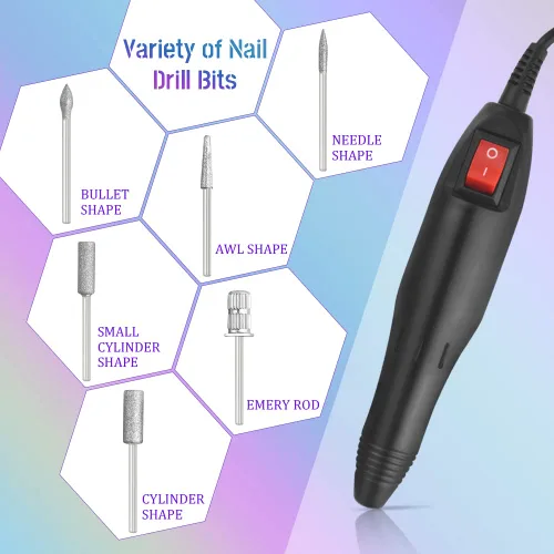 Miniatura 3 de Taladro eléctrico profesional de 20,000 rpm, para arte de uñas, máquina rápida de acristalamiento, con 1 paquete de bandas de lijado (negro)