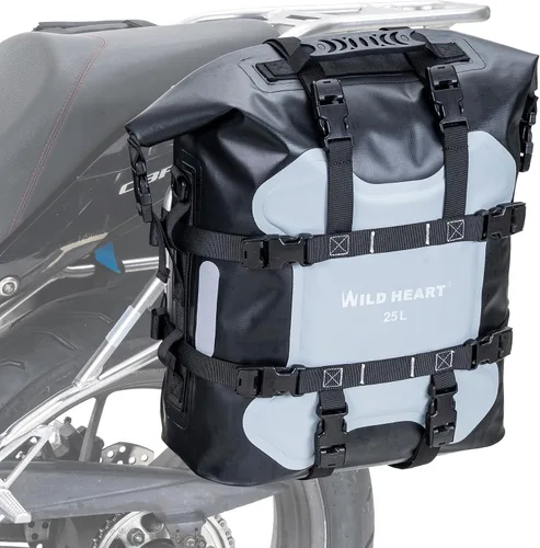 Miniatura 7 de Bolsa lateral para motocicleta WILD HEART de acero inoxidable, bolsa impermeable con suspensión, bolsas de sillín, 20L/25L, bolsa impermeable