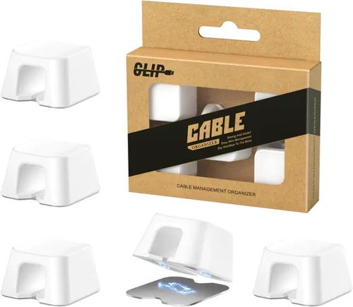 Miniatura 11 de Maveek - Clip magnético para cables, paquete de 5 soportes para cables, organizador de cables magnéticos, organizador de escritorio, pared, mesa