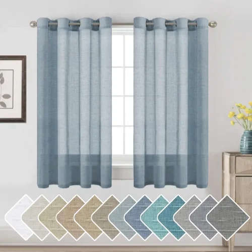 Miniatura 15 de H.VERSAILTEX Cortinas de 96 pulgadas de largo, cortinas de lino/cortinas transparentes de mezcla de lino natural/paneles/cortinas para sala