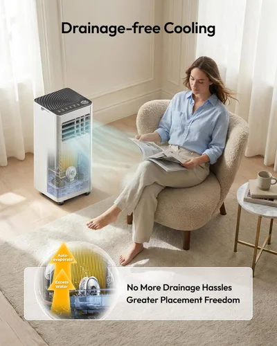 Miniatura 6 de EUHOMY Aire acondicionado portátil de 8,000 BTU, unidad de CA portátil 3 en 1 con refrigeración, deshumidificador, ventilador, modo de suspensión