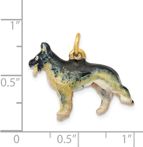 Miniatura 3 de Black Bow Jewelry - Colgante de oro amarillo de 14 quilates con diseño de pastor alemán esmaltado en 3D