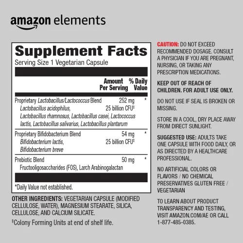 Miniatura 3 de Amazon Elements - Probiótico para mujeres, 50 mil millones de UFC, mezcla de 7 cepas, apoya la salud urinaria y vaginal, 30 cápsulas