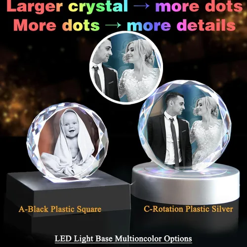 Miniatura 3 de Foto de Cristal 3D, Regalos Personalizados de Navidad para Mujeres, Esposa, Ella, Él, Hombres, Marido, Regalos de Fotos Personalizados, Cumpleaños