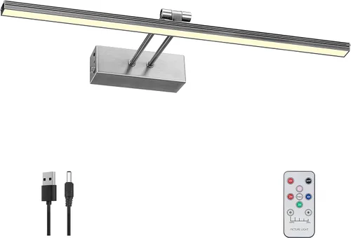 Miniatura 8 de Luz para Cuadros, Luces de Arte a Batería para Pared, Luz Inalámbrica con Control Remoto para Pinturas con Temporizador y Regulable, Iluminación