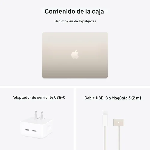 Miniatura 7 de Apple Laptop MacBook Air 2025 de 15 pulgadas con chip M4: diseñada para Apple Intelligence, pantalla Liquid Retina de 15.3 pulgadas, memoria Luz