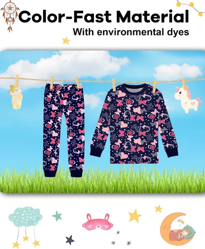 Miniatura 7 de KOBERO Pijamas de Navidad para niños y niñas de 18 meses-12 años, ropa de dormir 100% algodón