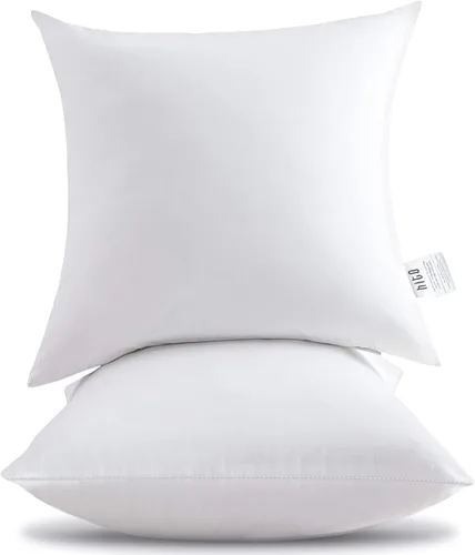 Miniatura 9 de HITO 12x20 Insertos de almohada (Juego de 2) - Fundas de almohada decorativas 100% algodón con relleno de alternativa al plumón, color blanco