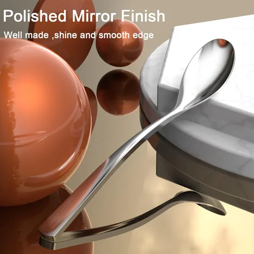 Miniatura 4 de Cucharas de café, 2 cucharaditas GLAMFIELDS con mango largo, juego de cucharas de café Demitasse de 6 pulgadas, cucharas de café expreso de acero