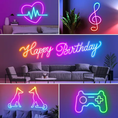 Miniatura 4 de Tira de luces de neón de 20 pies, cuerda de luces LED flexible con aplicación/control remoto, múltiples modos de luces, luces de neón LED RGB IP65