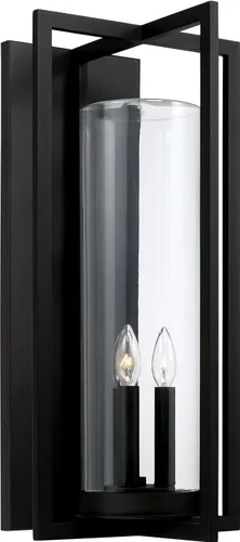 Miniatura 9 de Capital Lighting 948211BK Kent - Linterna de pared moderna con cilindro de vidrio transparente de línea vertical para exteriores, 1 luz de 60