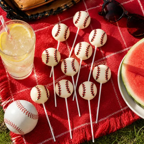 Miniatura 8 de 12 paletas de béisbol con ventosas de caramelo, pintadas a mano individualmente envueltas para fiestas de cumpleaños, regalos deportivos de 0.71 oz