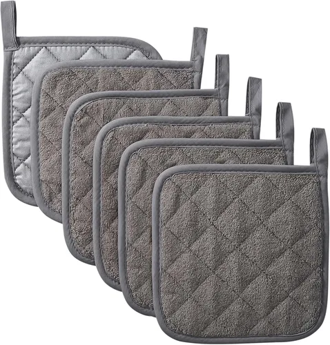Miniatura 12 de Juego de soportes para ollas de cocina, resistentes al calor, juego de agarraderas de algodón puro, salvamanteles, posavasos grandes, almohadillas