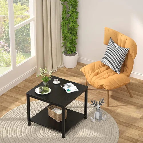 Miniatura 5 de Homieasy Mesa Auxiliar Cuadrada de 20 Pulgadas, Mesa de Centro de Café y Té de 2 Niveles, Mesitas de Noche para Sofá, Sillón, Cama, Mesa Auxiliar