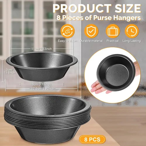 Miniatura 2 de 8 piezas de mini moldes para tartas de 4 pulgadas, reutilizables, antiadherentes, platos para hornear pizza de acero al carbono, platos