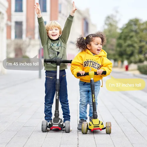 Miniatura 6 de LOL-FUN Scooter para niños de 3 a 12 años de edad con luces LED de 3 ruedas, extra ancho plegable para niños de 3 a 5 años con 4 alturas ajustables