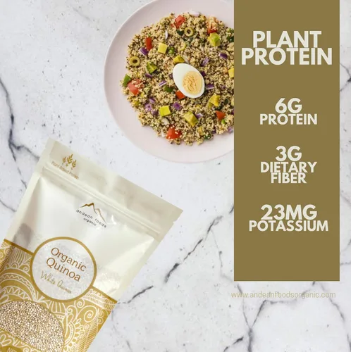 Miniatura 4 de Andean Foods Organic Quinoa blanca de alta calidad, superalimento, sin OMG, sin gluten, vegano, 1 libra, 16 onzas Blanco