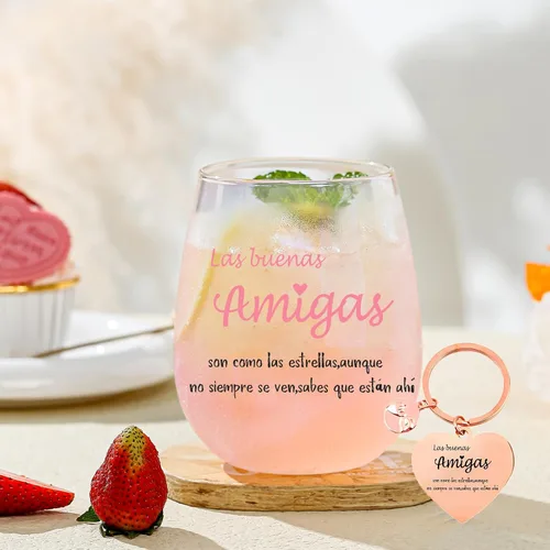 Miniatura 2 de Yalucky Regalos para mujer amiga, vaso de vidrio de 16.2 fl oz, regalos de cumpleaños para mujer, Llaveros para mujeres, regalo de graduación