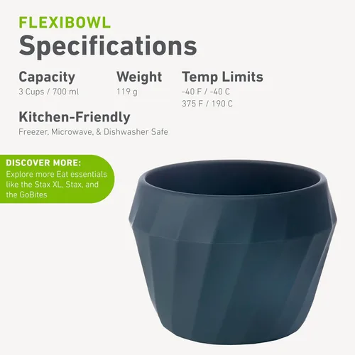 Miniatura 5 de humangear Flexibowl Cuenco convertible para acampar Sobre la marcha Plegable y fácil de limpiar, gris