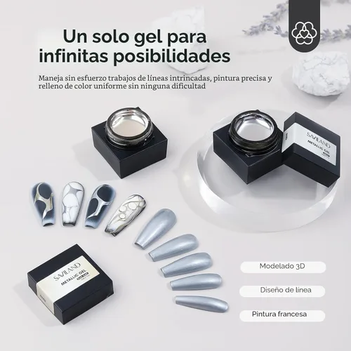 Miniatura 2 de SAVILAND Juego de esmaltes de uñas de gel metálico: esmalte de gel cromado plateado y dorado, pintura de metal 3D, esmalte de uñas de espejo