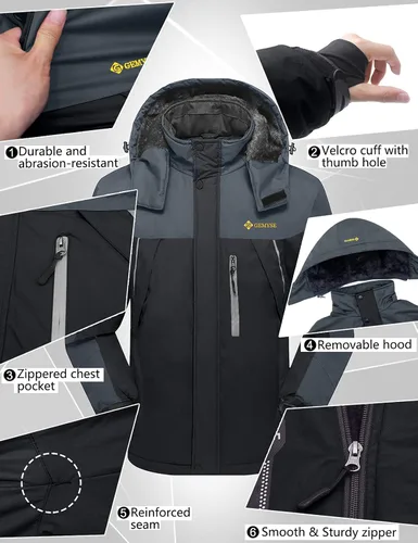 Miniatura 7 de GEMYSE chaqueta de esquí para hombre, impermeable, rompevientos, para la nieve