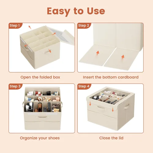 Miniatura 6 de PHINOX Organizador de zapatos para armario, se adapta a 16-32 pares, caja de almacenamiento de zapatos