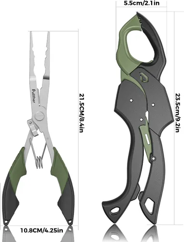 Miniatura 8 de Fish Gripper 9.2 pulgadas, cortador de línea multifunción, alicates de pesca, kit de herramientas de pesca de agua salada, equipo de pesca
