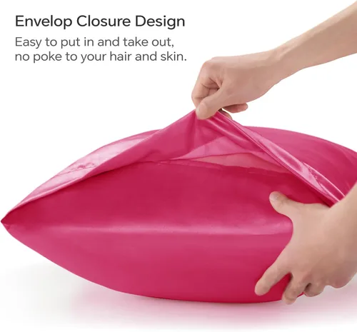 Miniatura 4 de Bedelite Funda de almohada de satén para el cuerpo, súper suave y refrescante, para el cabello y la piel, transpirable, sedosa y larga, 20 x 54 Rosa