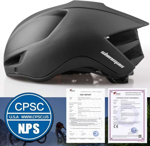 Miniatura 2 de Shinmax Casco de bicicleta para adultos, casco de bicicleta con gafas magnéticas extraíbles y luz LED recargable por USB, casco de bicicleta