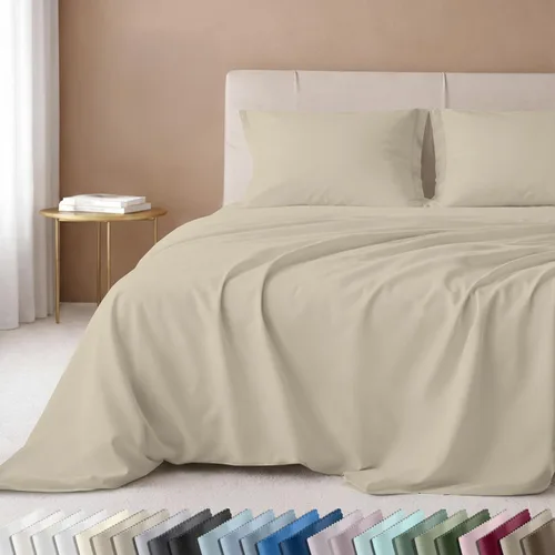 Miniatura 28 de California Design Den Juego de sábanas de lujo tamaño King - 100% algodón, 600 número de hilos, sábanas King de bolsillo profundo, ropa de cama