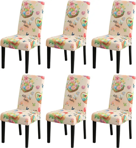 Miniatura 78 de JQinHome Juego de 8 fundas para sillas de comedor, fundas de alta elasticidad extraíbles y lavables, fundas protectoras de asiento para silla