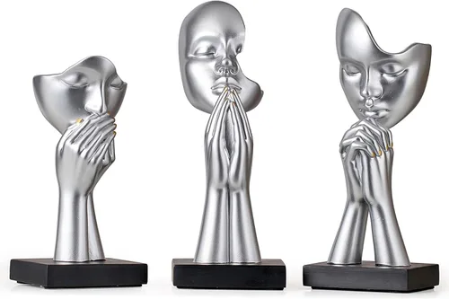 Miniatura 9 de 3 piezas de estatuas de oración de decoración negra, figuras modernas de oración de paz, detalles de decoración de estantes, escultura de arte