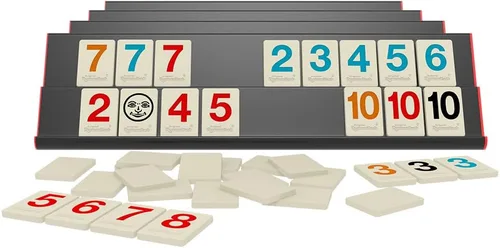 Miniatura 4 de Rummikub Edición Premium de Pressman - Incluye estantes - Azulejos grandes con números grabados y una bolsa de almacenamiento para la experiencia