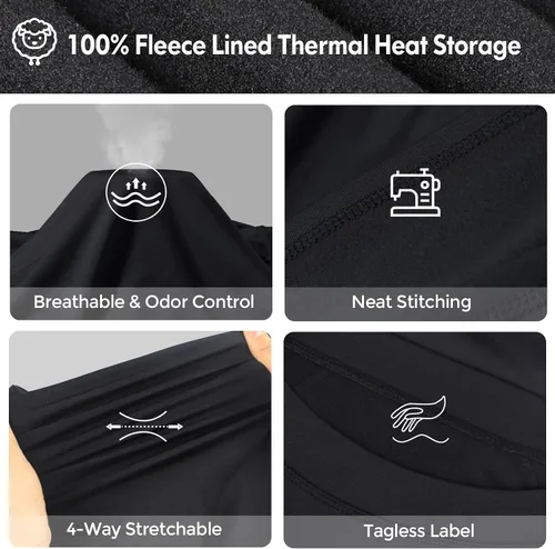 Miniatura 4 de Thermal Underwear for Men Long Johns Set with Fleece Lined Winter Hunting Gear Warm Base Layer Sport Top Bottom