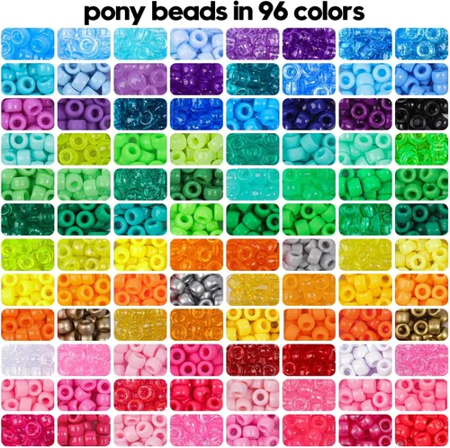 Miniatura 6 de THRELE Kit de 4000 cuentas de poni para hacer pulseras de la amistad, incluye 96 colores de cuentas Kandi, cuentas de letras, cuentas para hacer