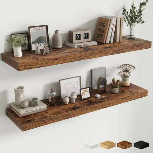 Miniatura 90 de Estantes flotantes de 48 pulgadas para pared, estante de chimenea de 10 pulgadas de profundidad, estantes flotantes de madera para pared, estantes
