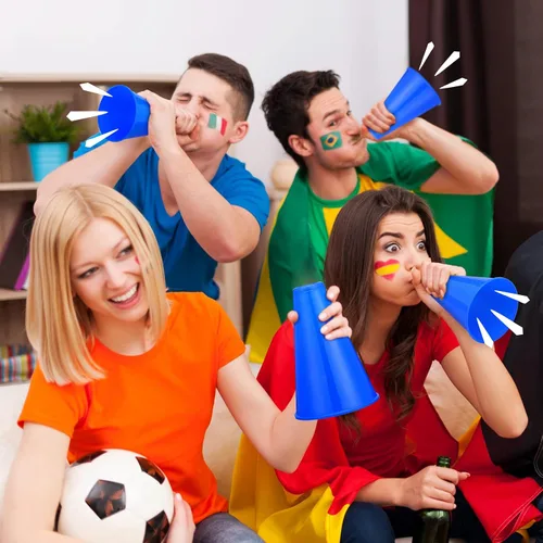 Miniatura 6 de Woanger 24 piezas de megáfono de animación para fiestas de animaciones deportivas, megáfono de plástico para actividades de partidos deportivos Azul