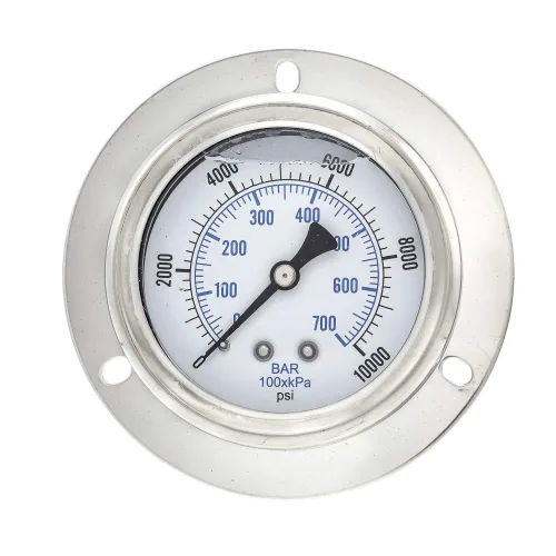 Miniatura 9 de PIC Gauges 204L-404F Manómetro de presión relleno de glicerina con brida frontal con carcasa SS/bisel, internos de latón, lente de PC, esfera de 4