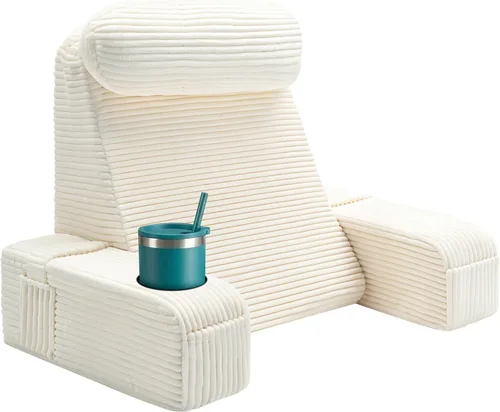 Miniatura 12 de Almohada de lectura para adultos, almohada de espalda para sentarse en la cama, almohada de respaldo para sentarse en la cama, brazos desmontables
