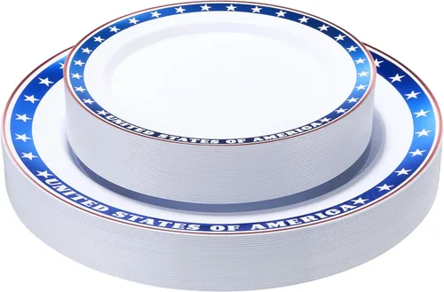 Miniatura 20 de Goodluck 120 platos de plástico dorados, platos desechables con purpurina dorada, 60 platos llanos de 10.25 pulgadas, 60 platos desechables