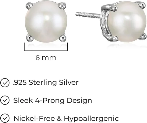 Miniatura 6 de Amazon Essentials Aretes redondos de plata de ley con piedra natal (anteriormente colección Amazon)