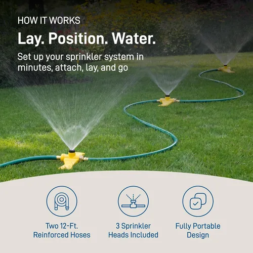 Miniatura 3 de Orbit - Sistema de riego de césped Port-a-Rain, kit automático de agua para plantas y jardín, 58092N, Verde