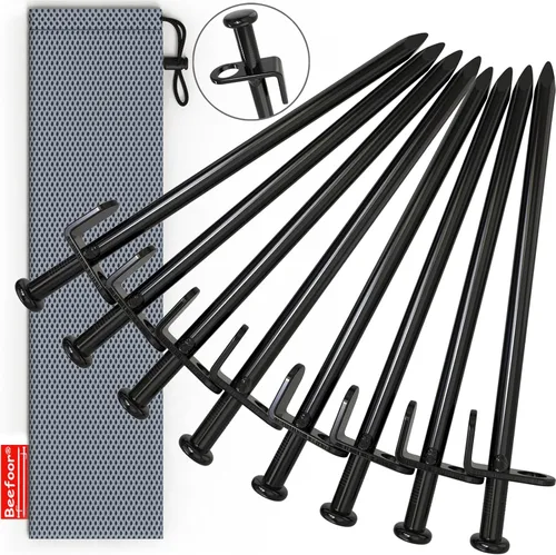 Miniatura 2 de BareFour - Estacas resistentes para tienda de campaña de 8 pulgadas, estacas de acero forjado, irrompibles e inflexibles, disponibles en campo