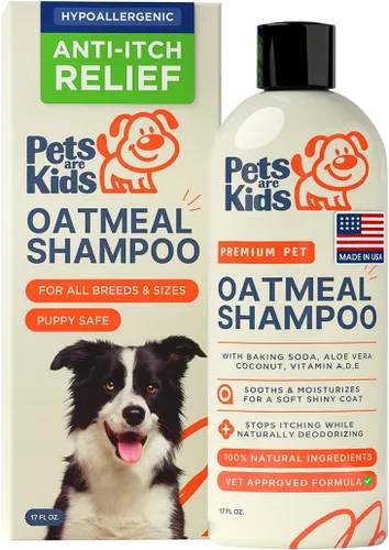 Pets Are Kids Too Champú de avena para perros y acondicionador para perros, bicarbonato de sodio, hipoalergénico, antipicazón, hidratante,