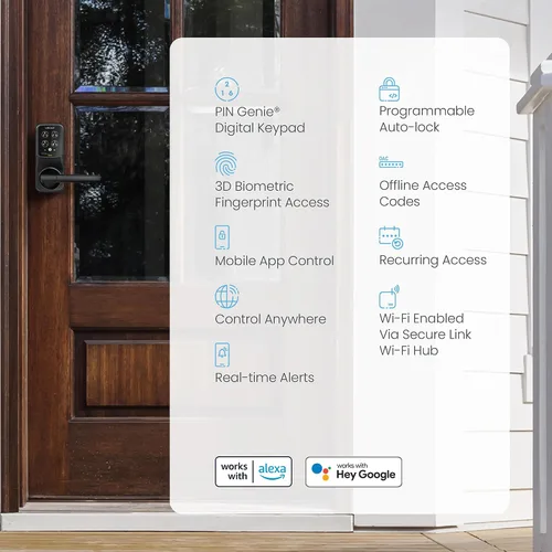 Miniatura 8 de Lockly Secure Pro Smart Lock Wi-Fi, cerradura de puerta digital de entrada sin llave, sensor de huellas dactilares biométrico 3D, cerradura