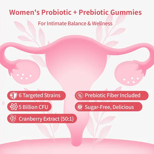 Miniatura 3 de Viginal - Probióticos para mujeres con equilibrio de pH, gomitas probióticas para mujeres, gomitas de equilibrio femenino, probióticos de arándano