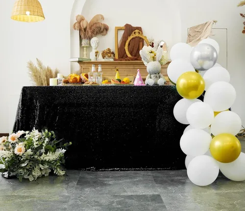 Miniatura 6 de Mantel de lentejuelas de 60 x 102 pulgadas, azul bebé, para boda, fiesta, despedida de soltera, rectangular